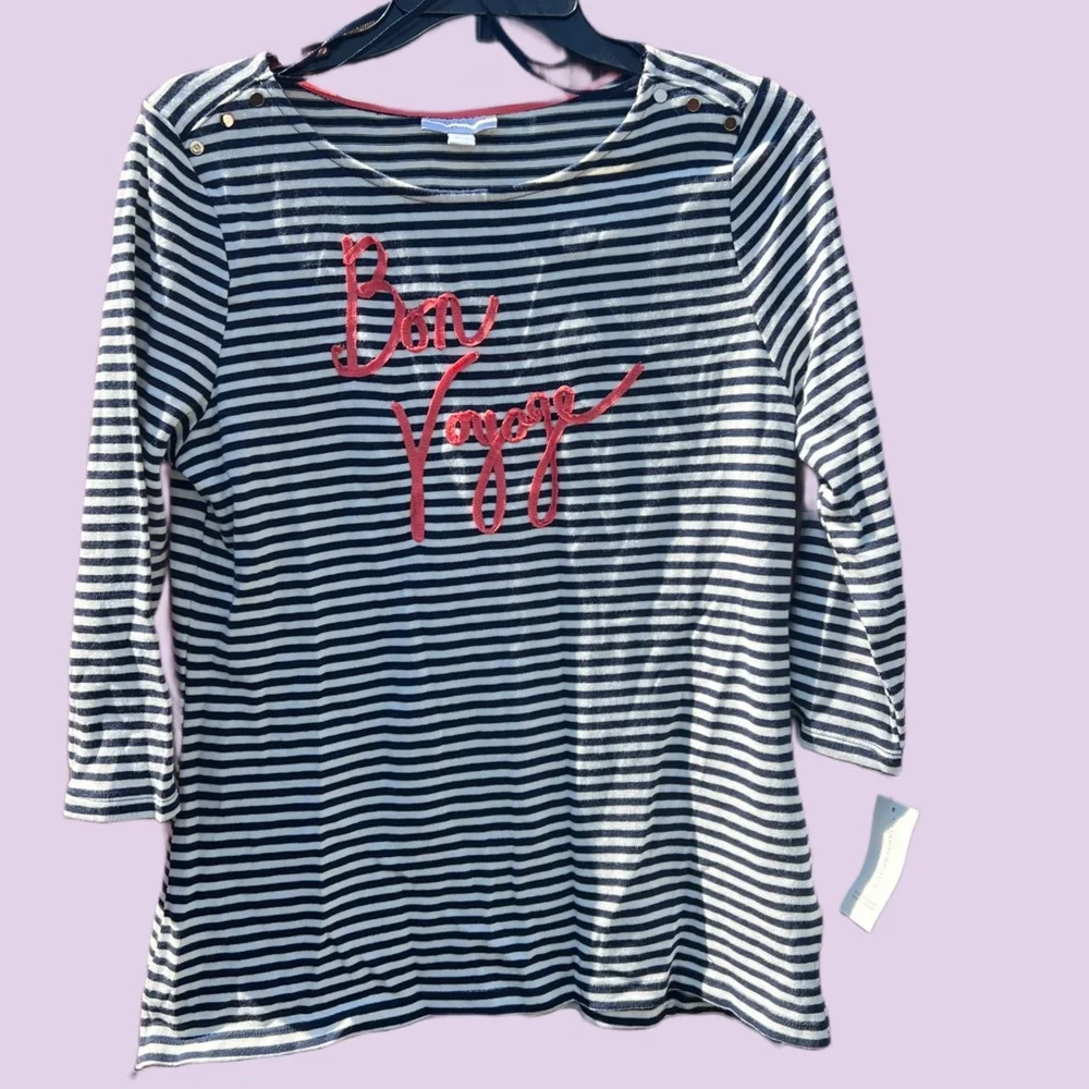 Retro Charter Club Striped Bon Voyage Petite Top NWT NEW Deadstock Nautical